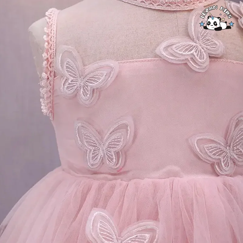 LEZONKIDS - Butterfly Sleeveless Patches Dress Girls Birthday  Party Dress Princess TuTu Dress for 2-14 Years
